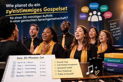 Wie planst du ein zweistimmiges gospelset für einen 30‑minütigen auftritt in einer gemischten sprachgemeinschaft